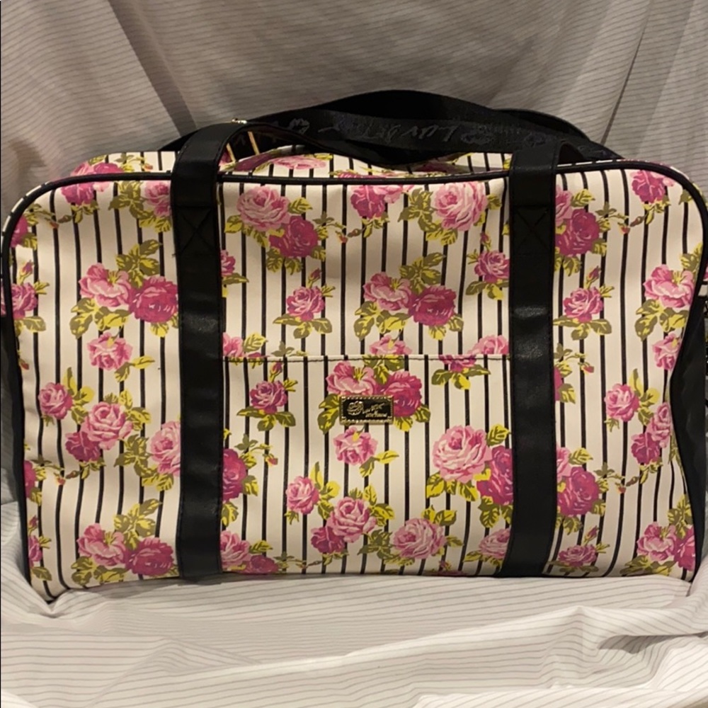 Betsey Johnson Medium Floral Duffle with wristlet